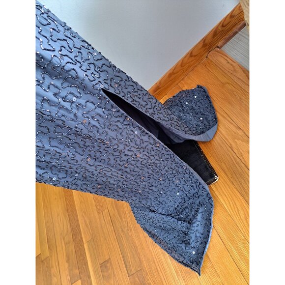 Andretta Donnatello Beaded Halter Neck Maxi Gown Dress Open Back Silk L Formal - Picture 3 of 13